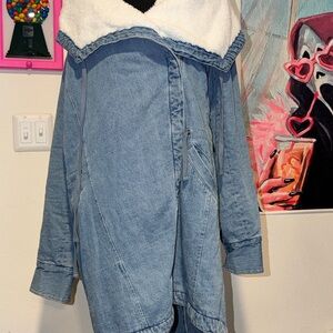 Venus Sherpa Lined Asymmetric Denim Coat